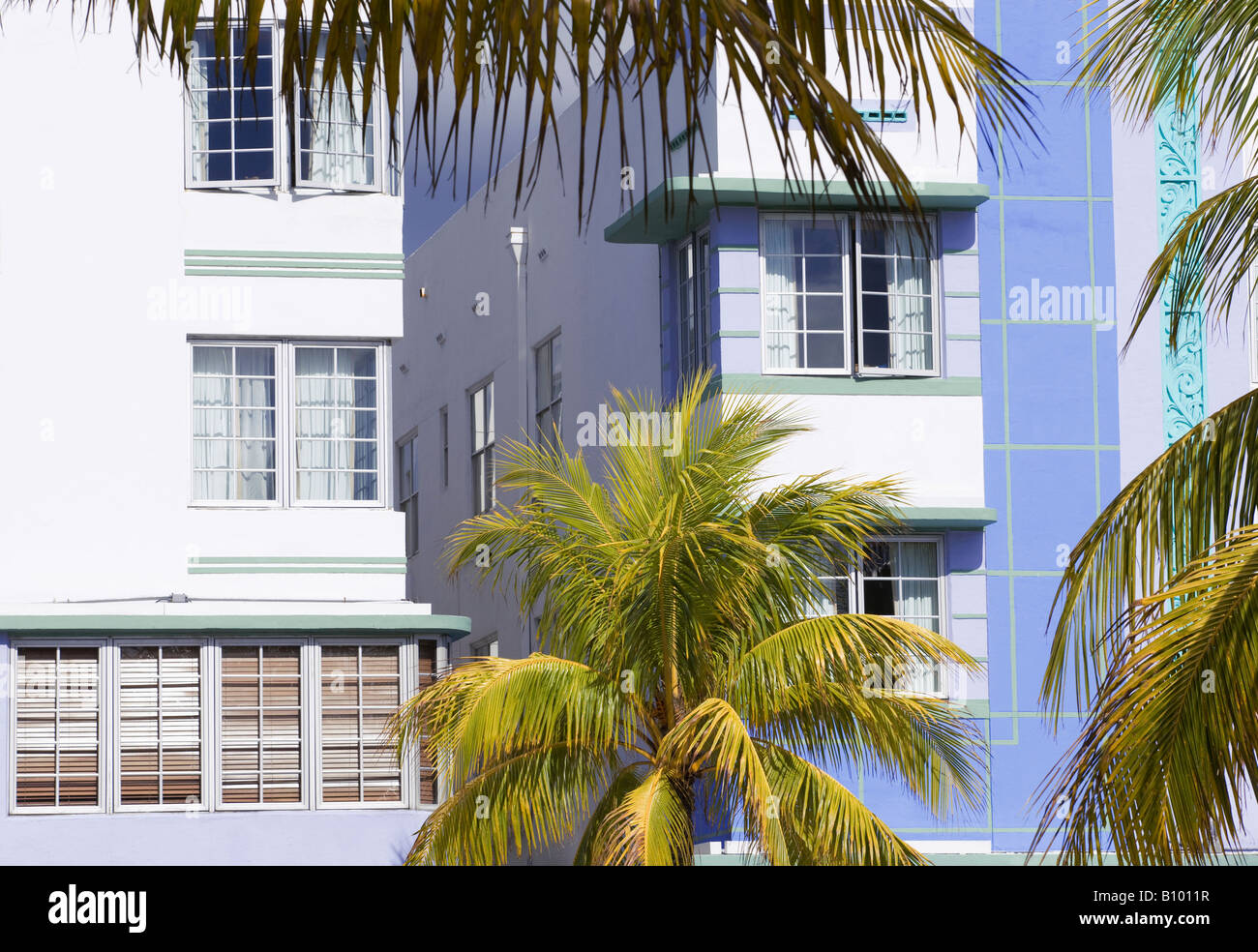 Edifici Art Deco di South Beach, Miami, Florida, Stati Uniti d'America Foto Stock
