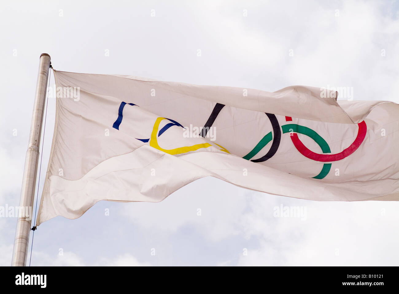 Bandiera olimpica Foto Stock