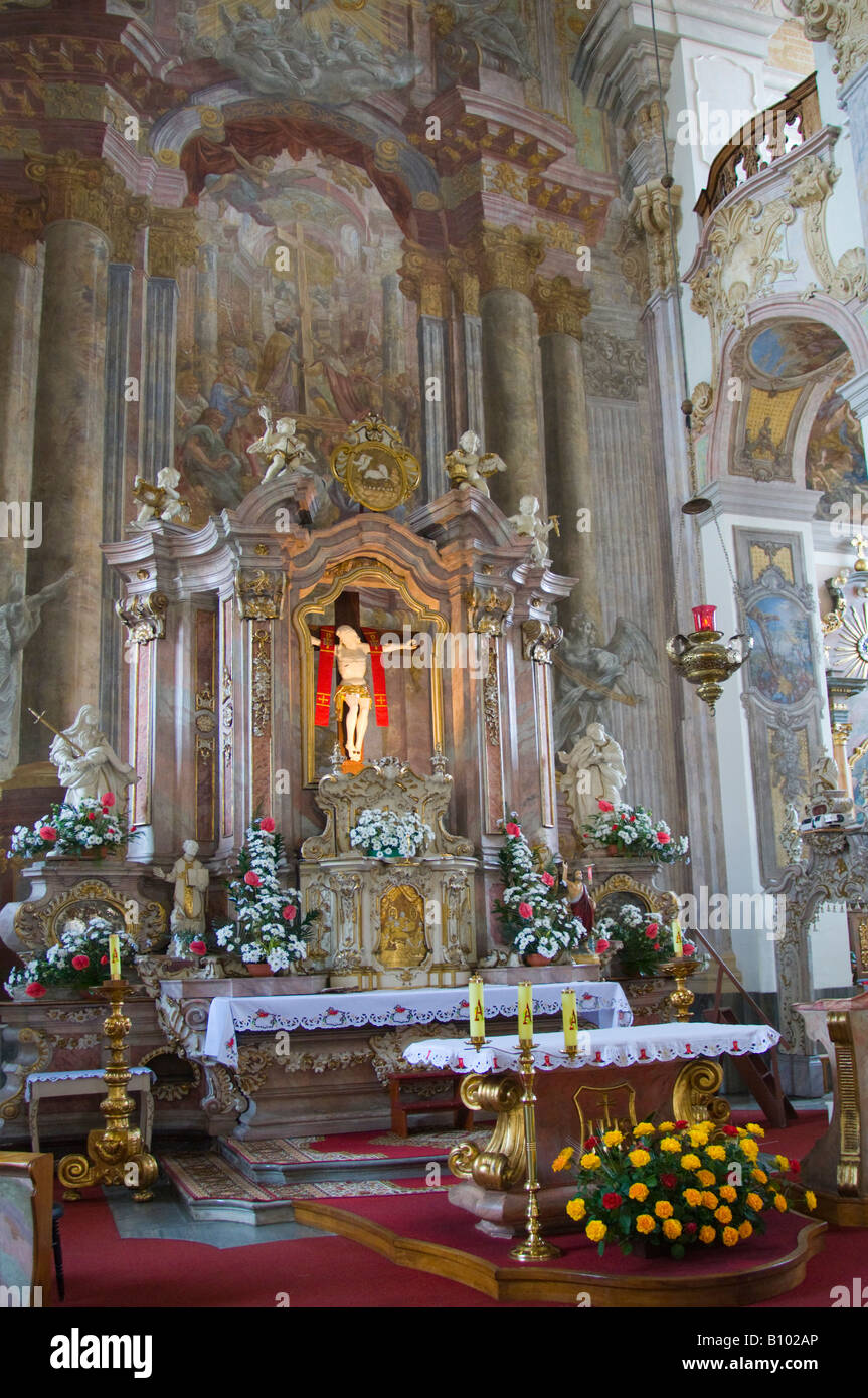 Brzeg, Slesia, Polonia. Chiesa barocca di Santa Croce (Gesuita 1734-45 in Plac Zamkowy) interni Foto Stock