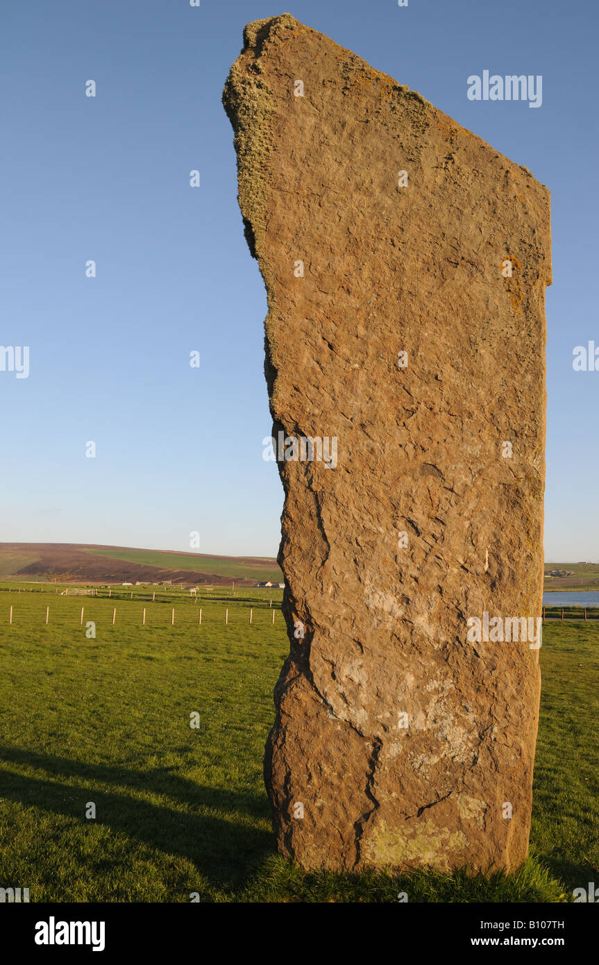 Uno dei quattro restanti pietre permanente di Stenness sull isola di Orkney in Scozia. Foto Stock