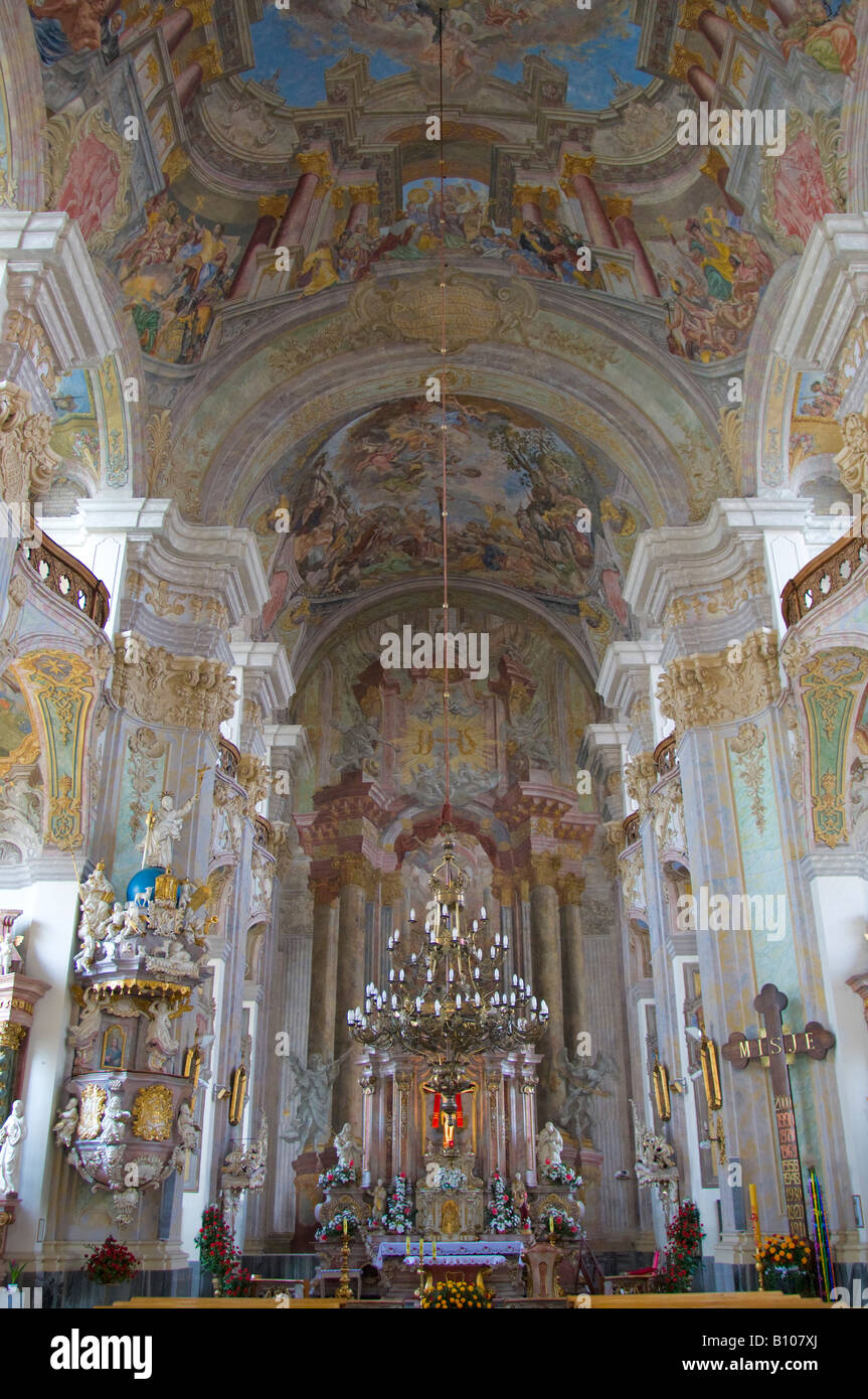 Brzeg Slesia Polonia chiesa barocca di Santa Croce (Gesuita, 1734-45) nel Plac Zamkowy interno Foto Stock