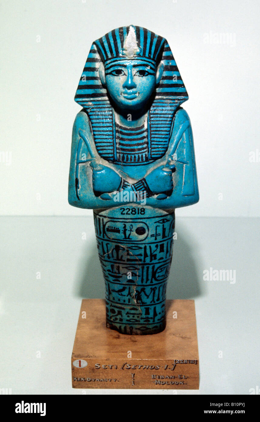 Blu Shabti vetrato del Seti I. XIX dinastia. La Valle dei Re. Egitto Foto Stock