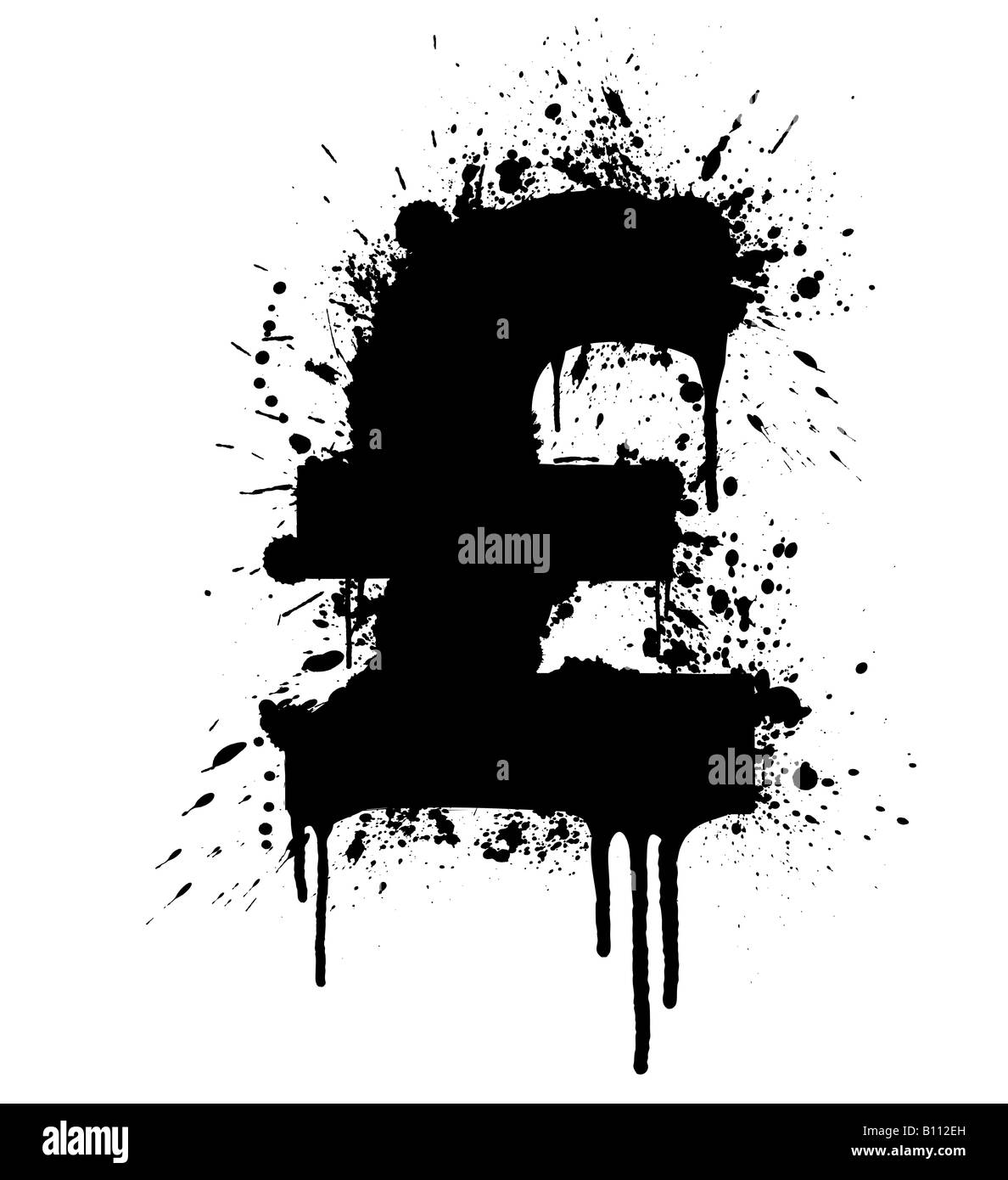 Illustrazione vettoriale di un minuzioso UK Pound splatter elemento di design Foto Stock