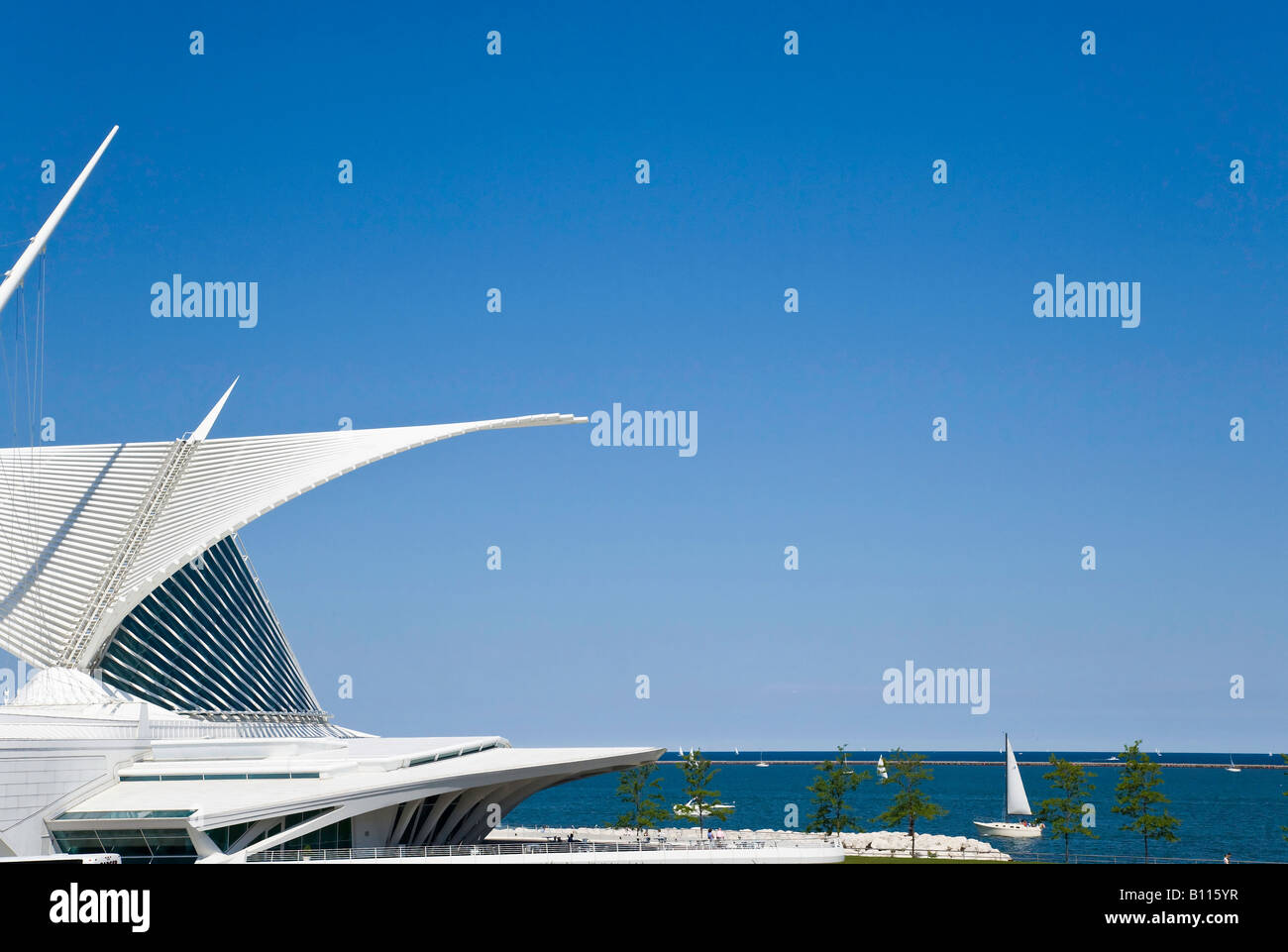 Santiago Calatrava oltre al Milwaukee Art Museum di Milwaukee WI Foto Stock