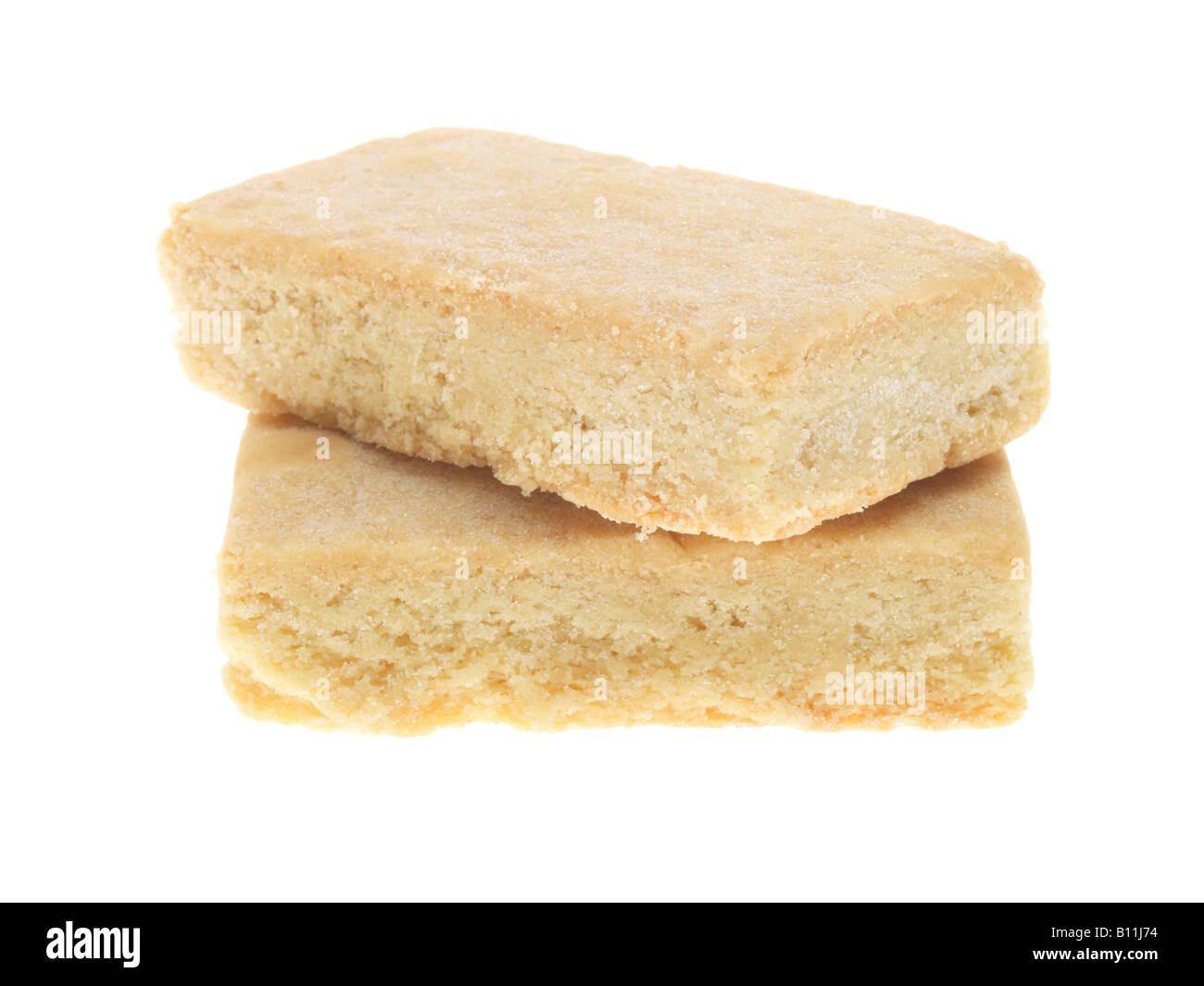 Ricca di Fresca Burro Biscotto frollino o fetta isolata contro uno sfondo bianco con nessun popolo e un tracciato di ritaglio Foto Stock