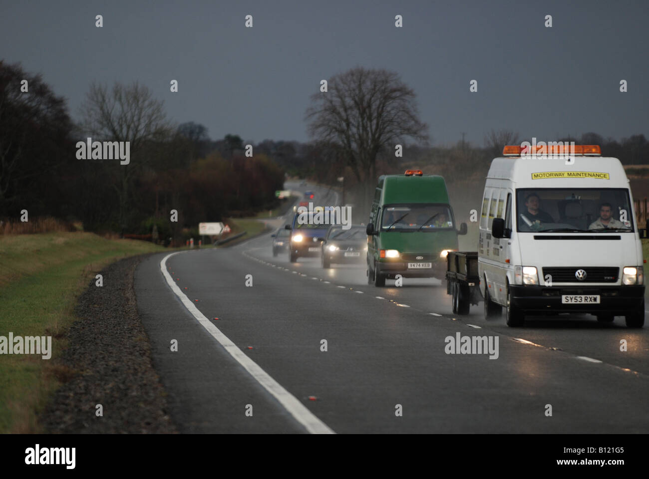 Strade bagnate di trasporto di viaggio A9 Ross-shire Scozia Invergordon Foto Stock