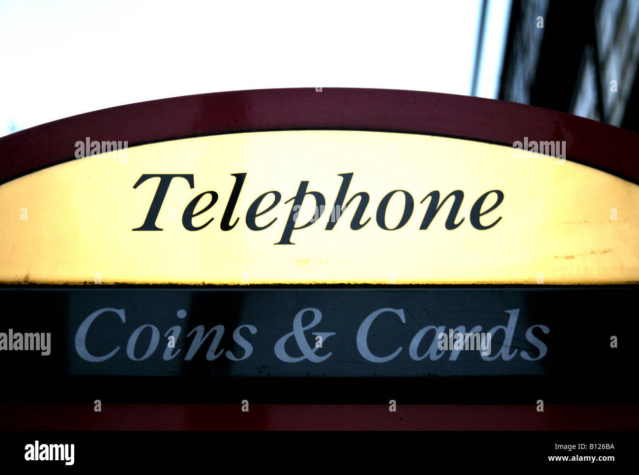 Dettaglio della cabina telefonica sulla strada di Londra Foto Stock