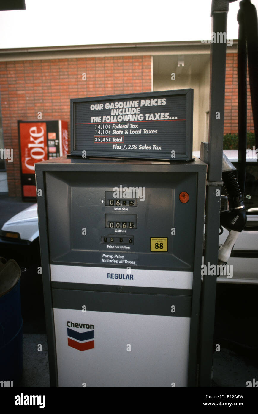 Chevron gas stazione self service della pompa benzina Foto Stock