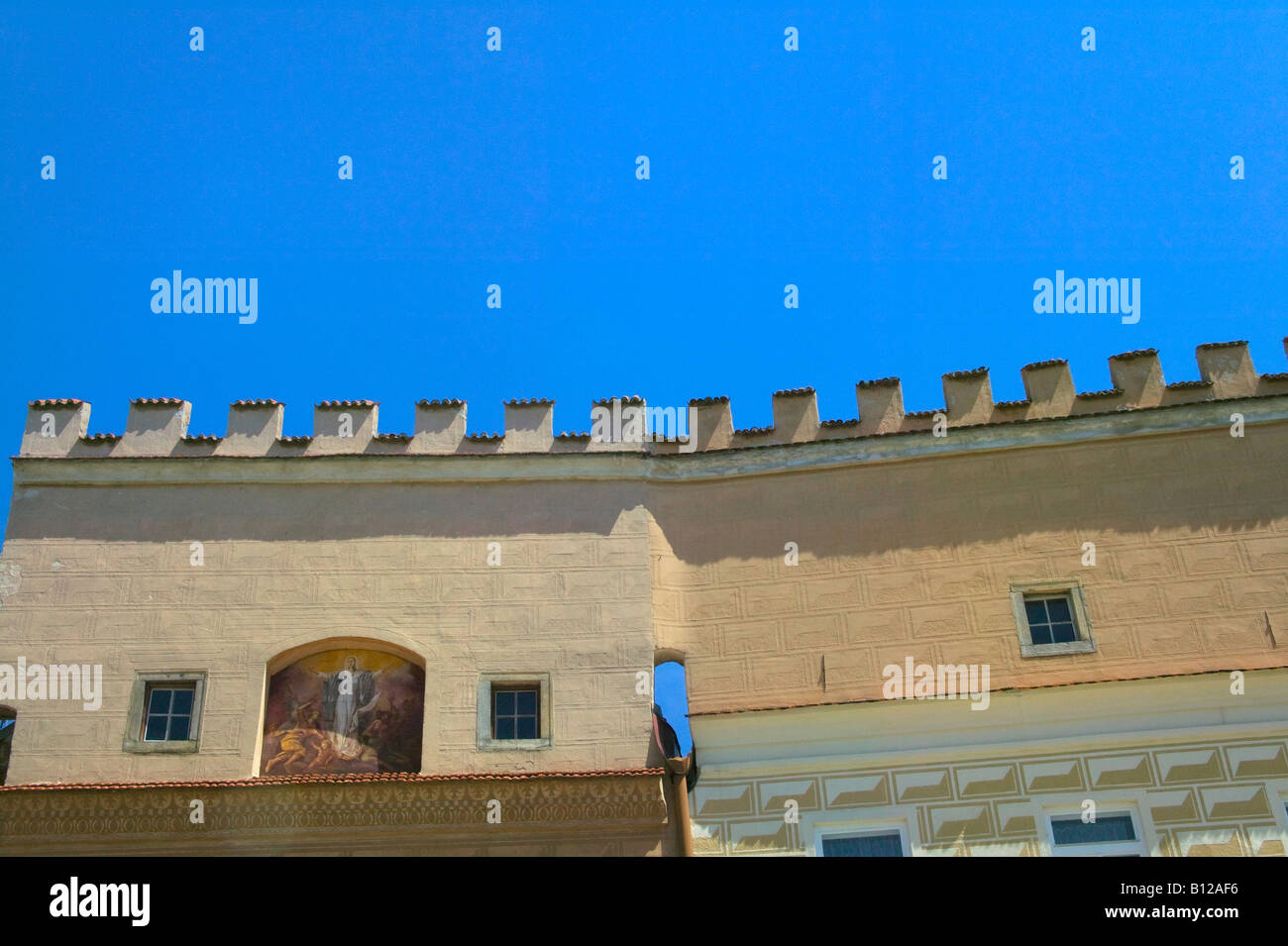 Piazza della città vecchia circondata dal XVI secolo case rinascimentali Telc Moravia Repubblica Ceca Foto Stock