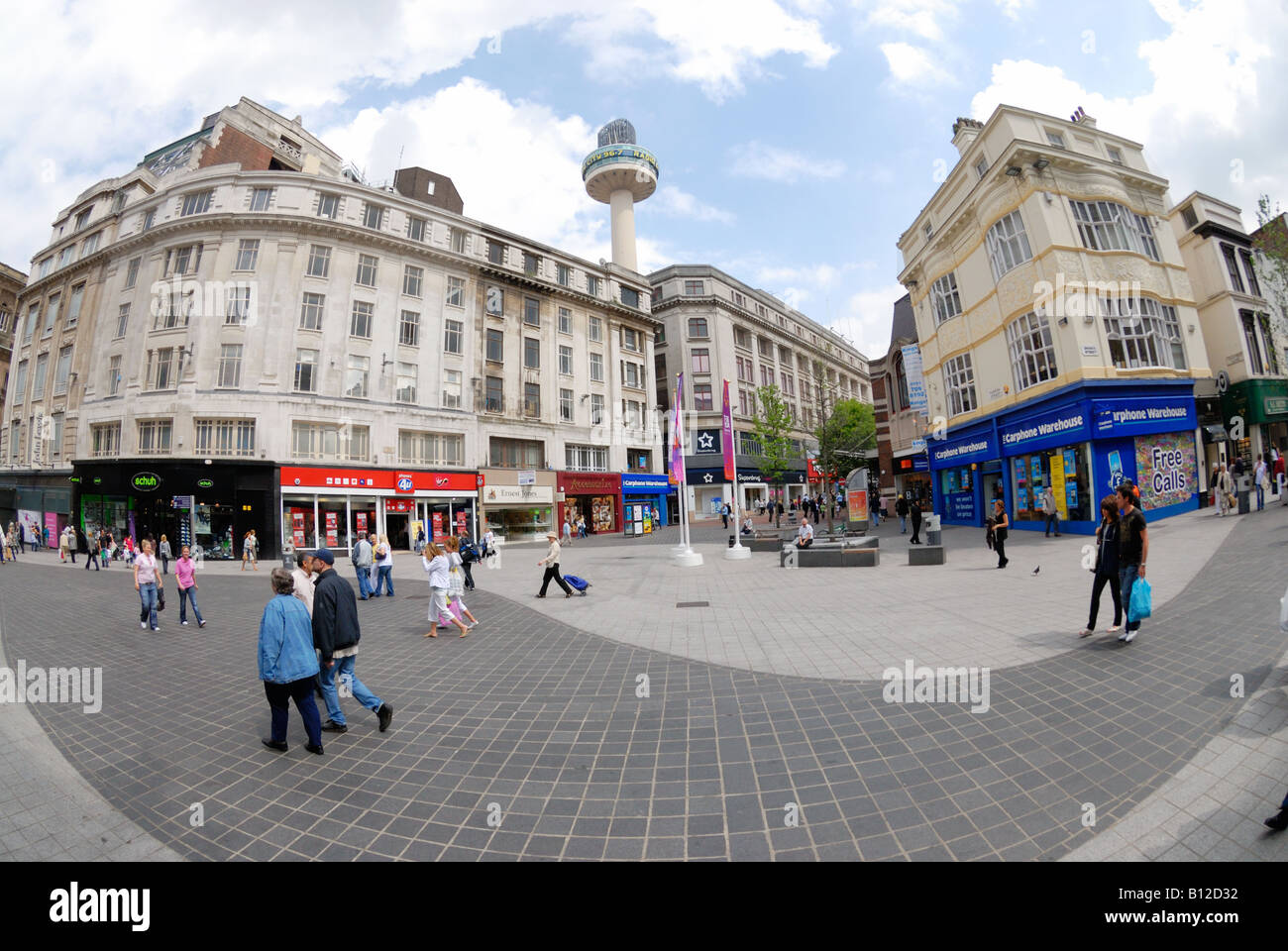 Church Street e Parker Street nel centro di Liverpool Foto Stock