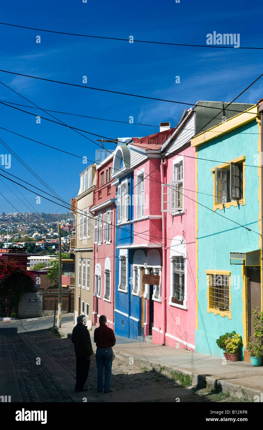 Case SAN ENRIQUE CERRO ALEGRE VALPARAISO CILE Foto Stock