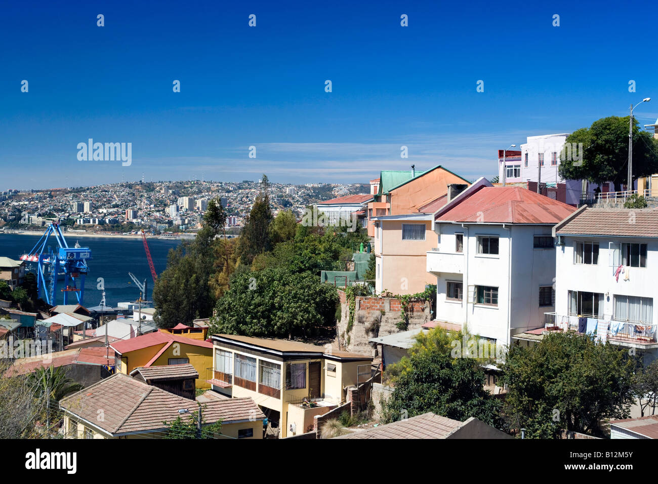 Case CERRO ALEGRE VALPARAISO CILE Foto Stock