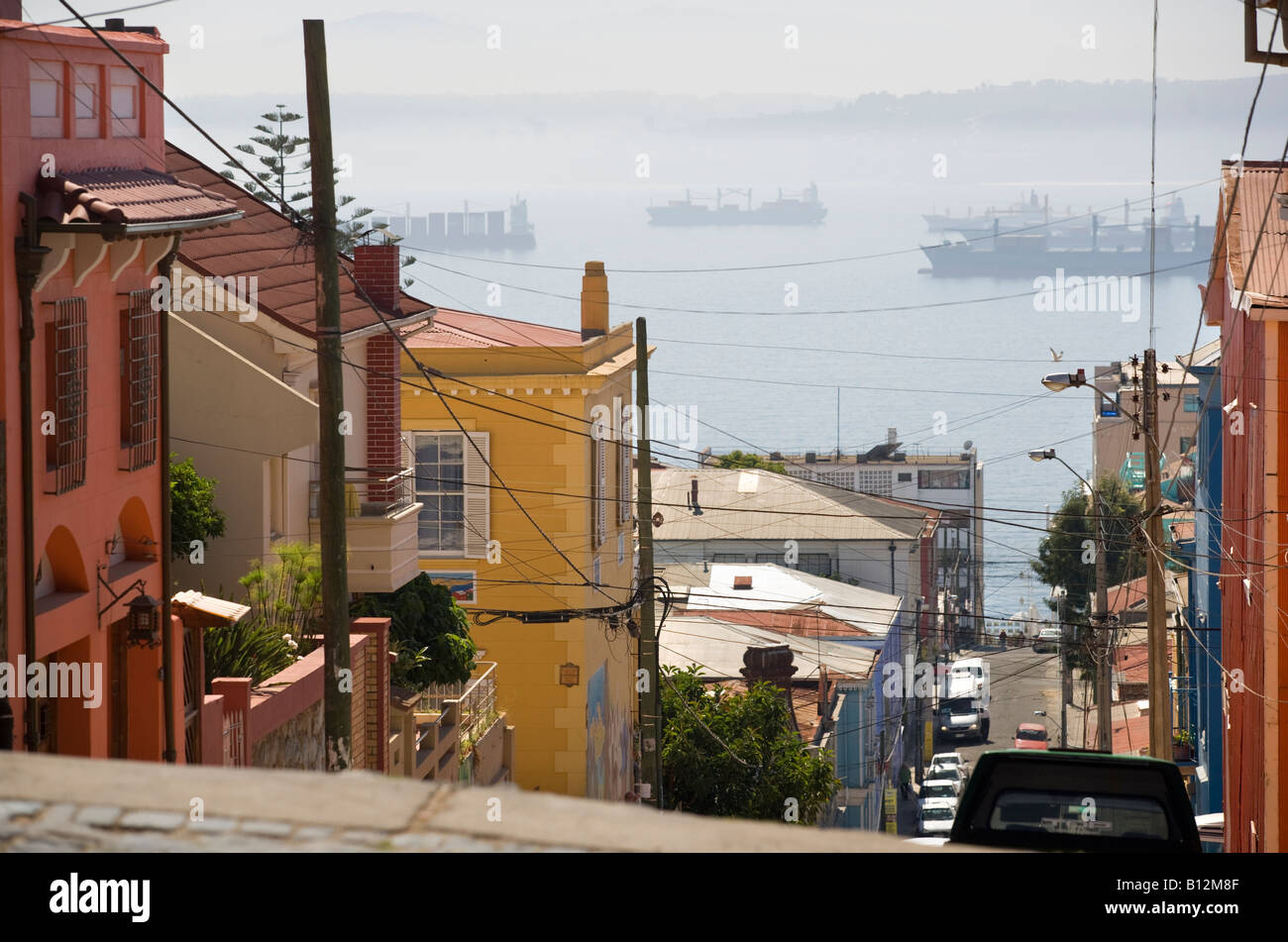 CALLE TEMPLETON CERRO ALEGRE VALPARAISO CILE Foto Stock