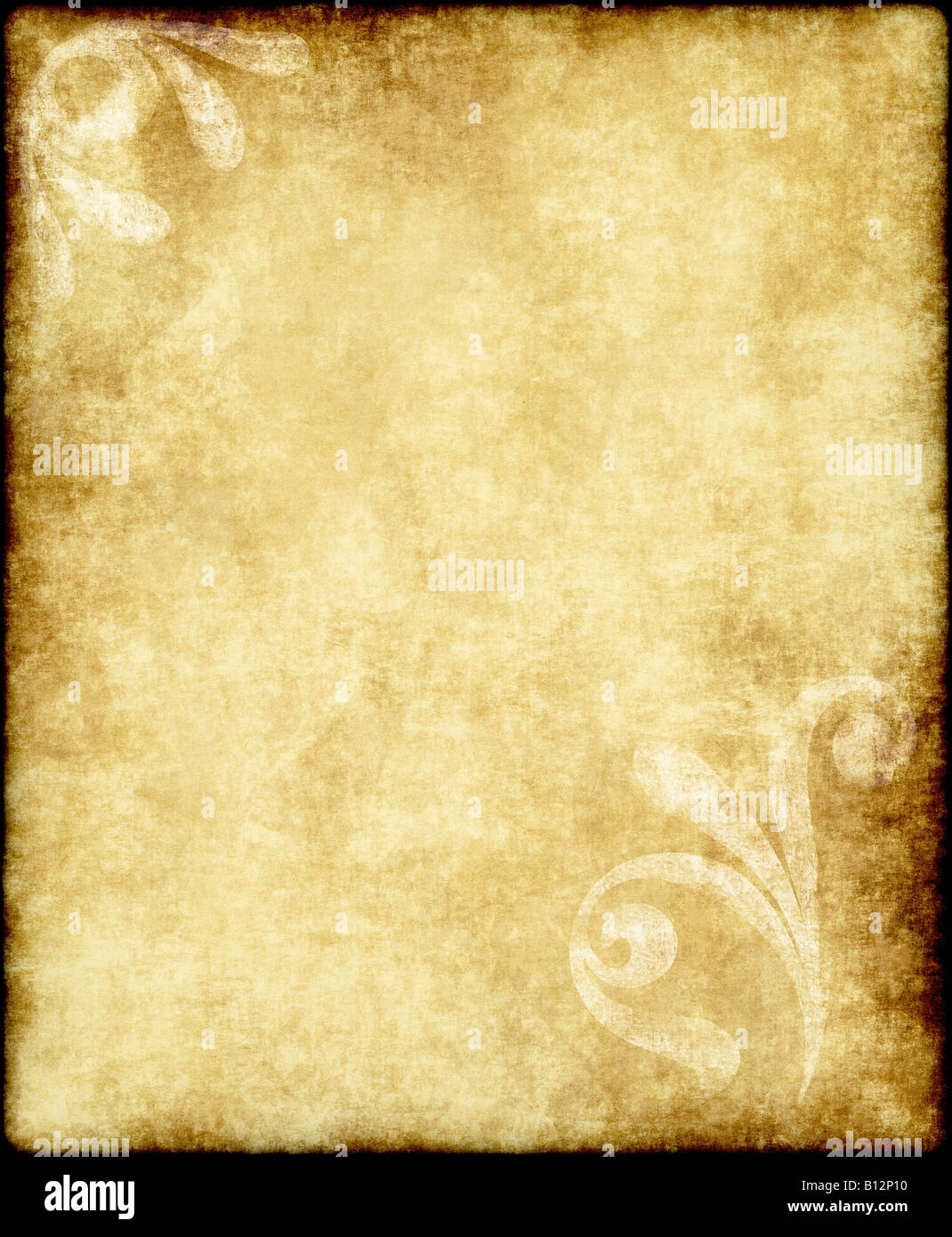 Grande vecchia carta pergamena o texture di sfondo con grande design  floreale Foto stock - Alamy