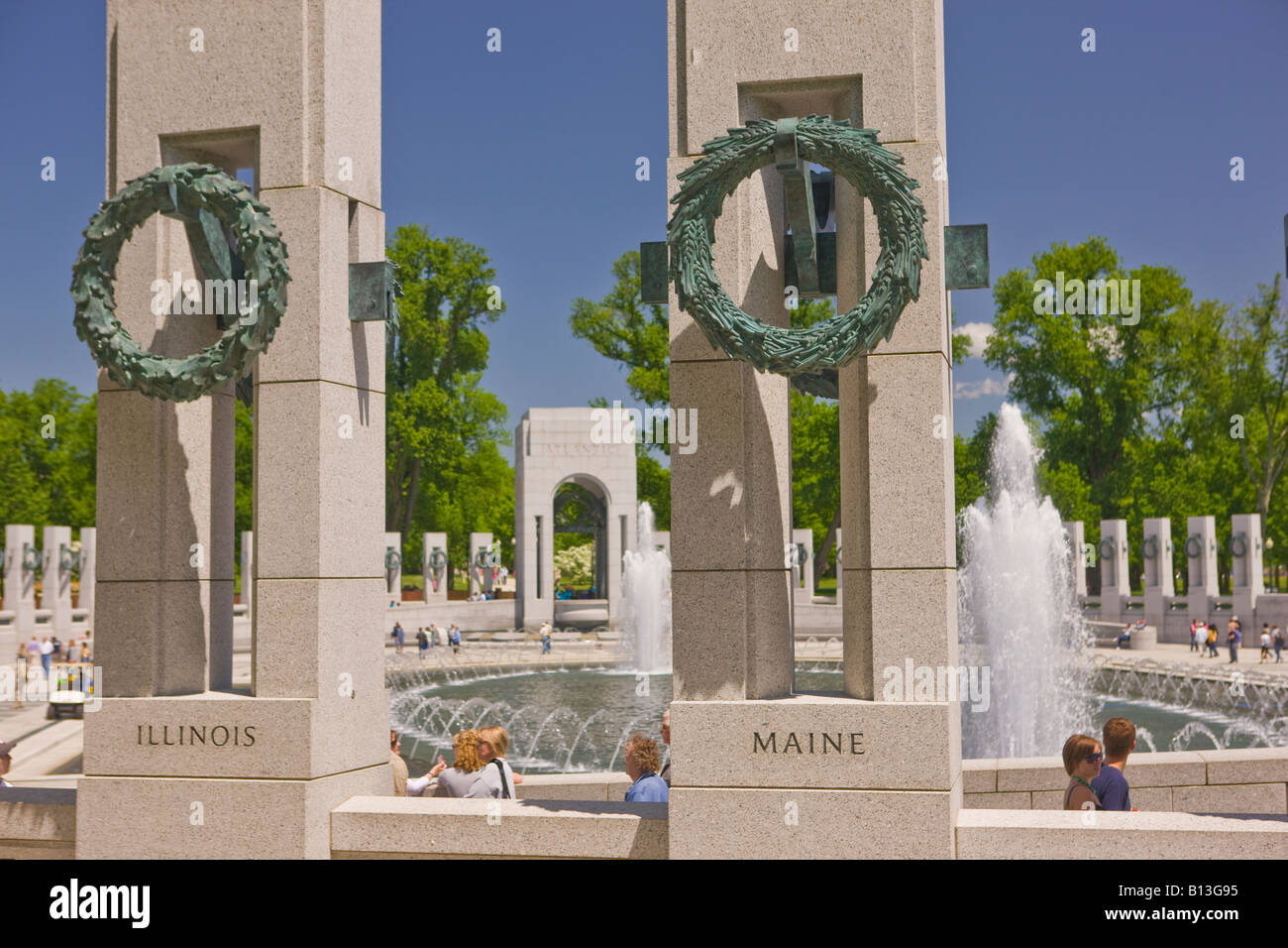 WASHINGTON DC - il National Memoriale della Seconda Guerra Mondiale sul National Mall, aperto nell'aprile 2004, progettato Friedrich San Floriano Foto Stock