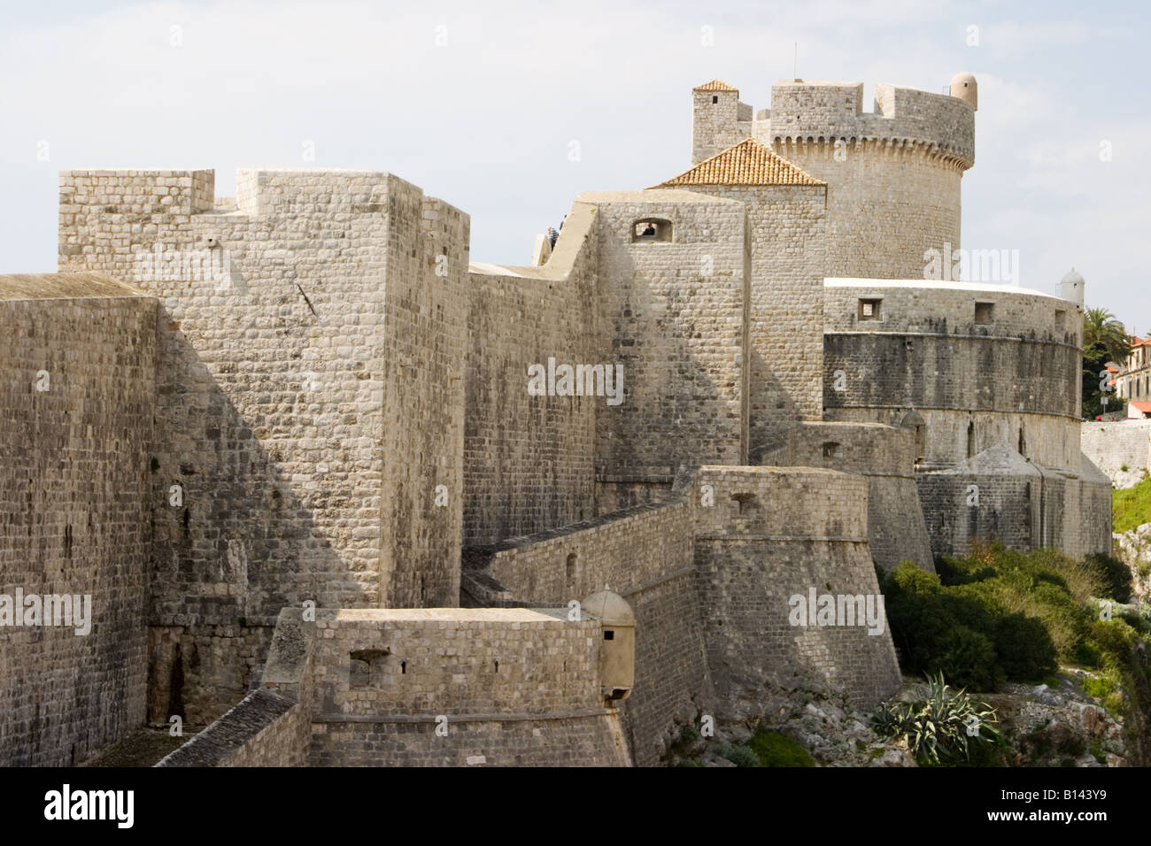 Mura della vecchia città di Dubrovnik Croazia Foto Stock