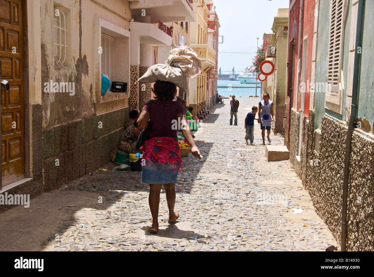 Vicoli vecchio Mindelo Såo Vicente Isole di Capo Verde Foto Stock