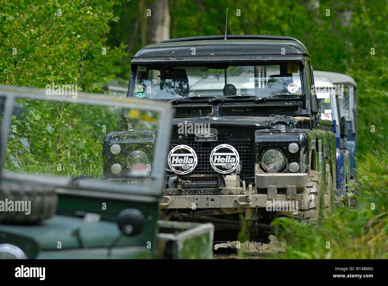 LWB nero serie Land Rover in attesa di competere nel ALRC NAZIONALE RTV 2008 Trial. Foto Stock