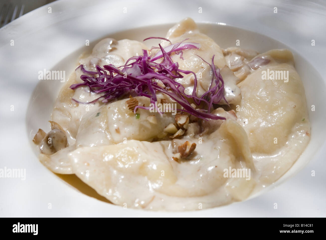 Piatto di ravioli Tatitas Ristorante San Lawrenz Gozo Malta Foto Stock