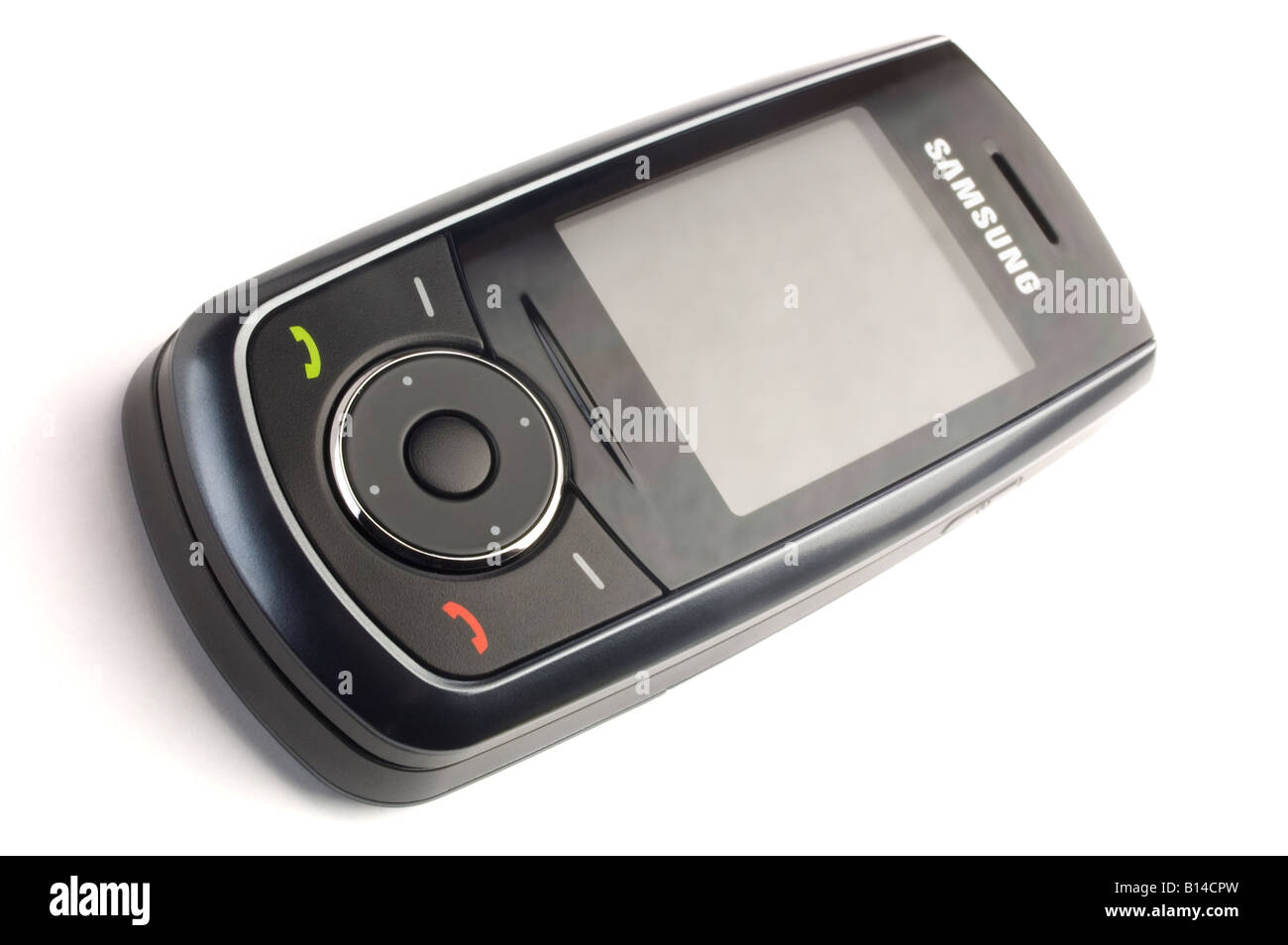 Samsung moderno modello di telefono cellulare Samsung SGH M600 isolati su sfondo bianco Foto Stock