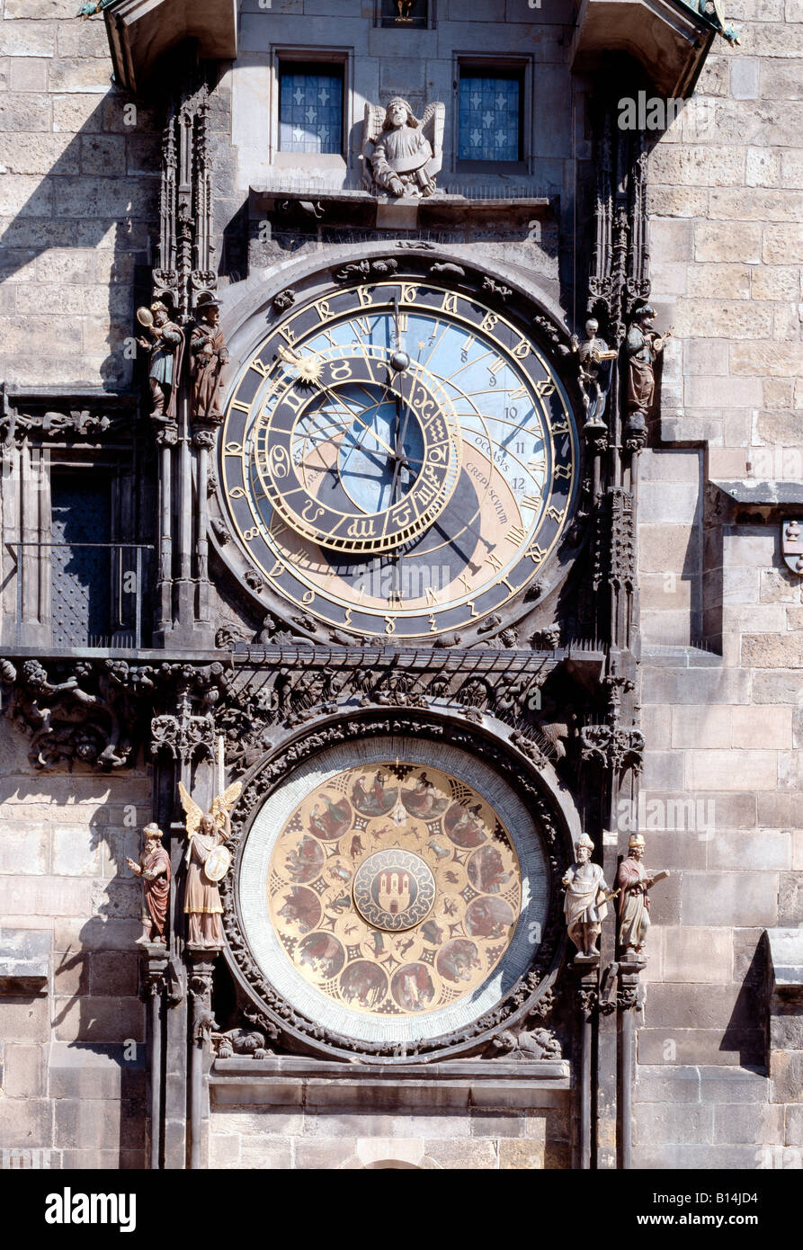 Prag, Altstädter Rathaus, Astronomische Uhr Foto Stock