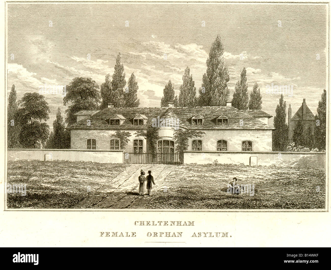 Stampa del Female Orphan Asylum, Cheltenham, circa 1824 Foto Stock