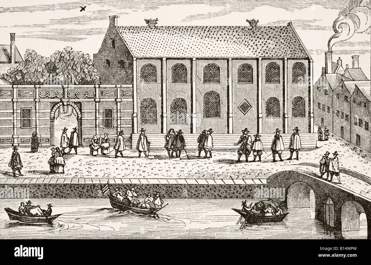 Leyden o Leiden University, Olanda, dopo un disegno contemporaneo fatto circa 1614. Foto Stock