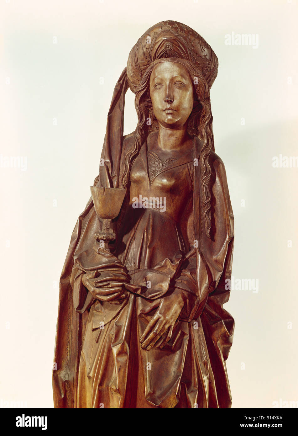 Belle arti, Riemenschneider, Tilman, (circa 1460 - 1531), scultura, 'Saint Barbara', circa 1515, legno, Museo Nazionale Bavarese di Monaco di Baviera, artista del diritto d'autore non deve essere cancellata Foto Stock