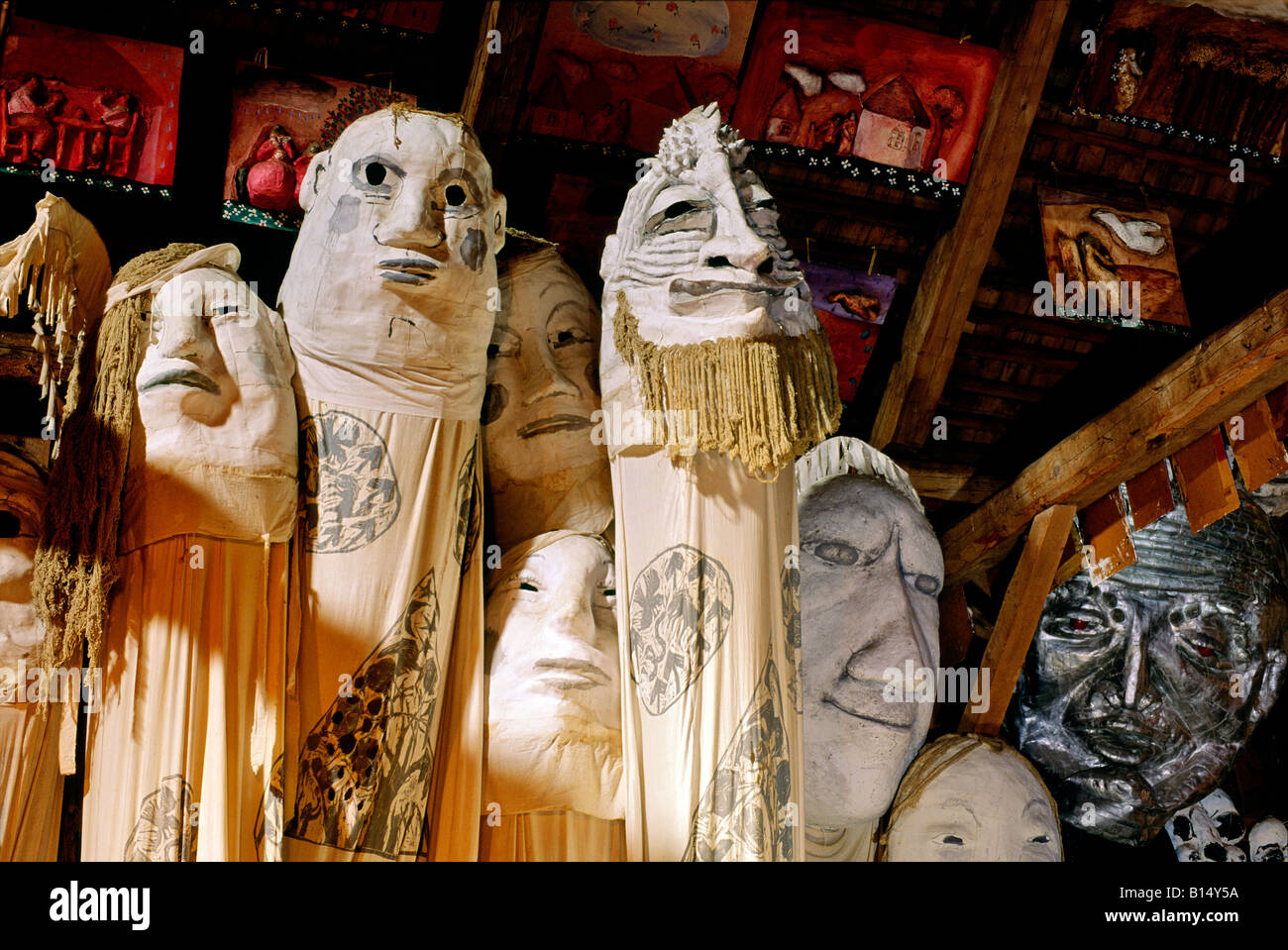 Il pane e il Teatro dei Pupi Glover, Vermont, USA. Parte dell'enorme collezione di marionette di prestazioni nel teatro del museo Foto Stock