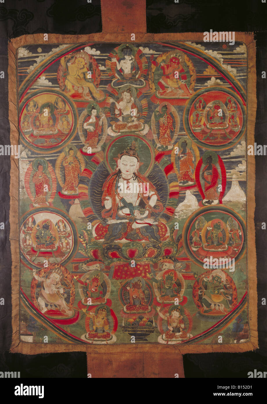 Belle arti, Tibet, pittura, Tangkha, pacifica dèi, seta, XVIII secolo, collezione etnologica, Zuerich University, , artista del diritto d'autore non deve essere cancellata Foto Stock