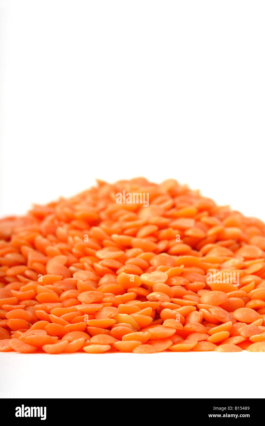 Split di lenticchie rosse con copyspace Foto Stock