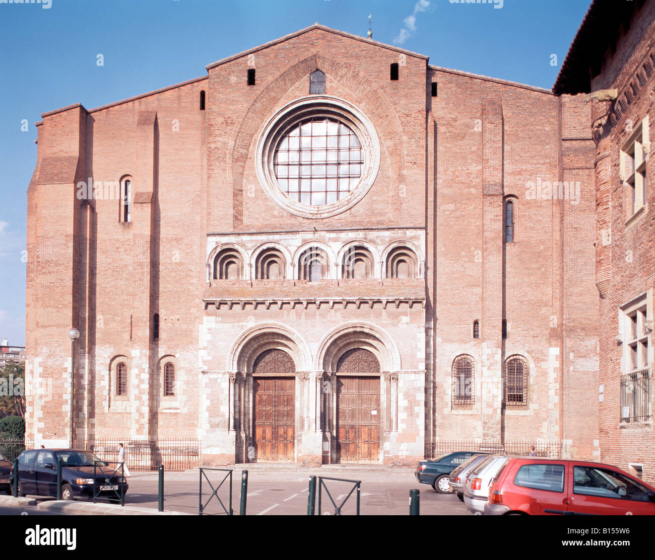 Toulouse, Basilika, Basilique Saint-Sernin, ext facciata ouest Foto Stock