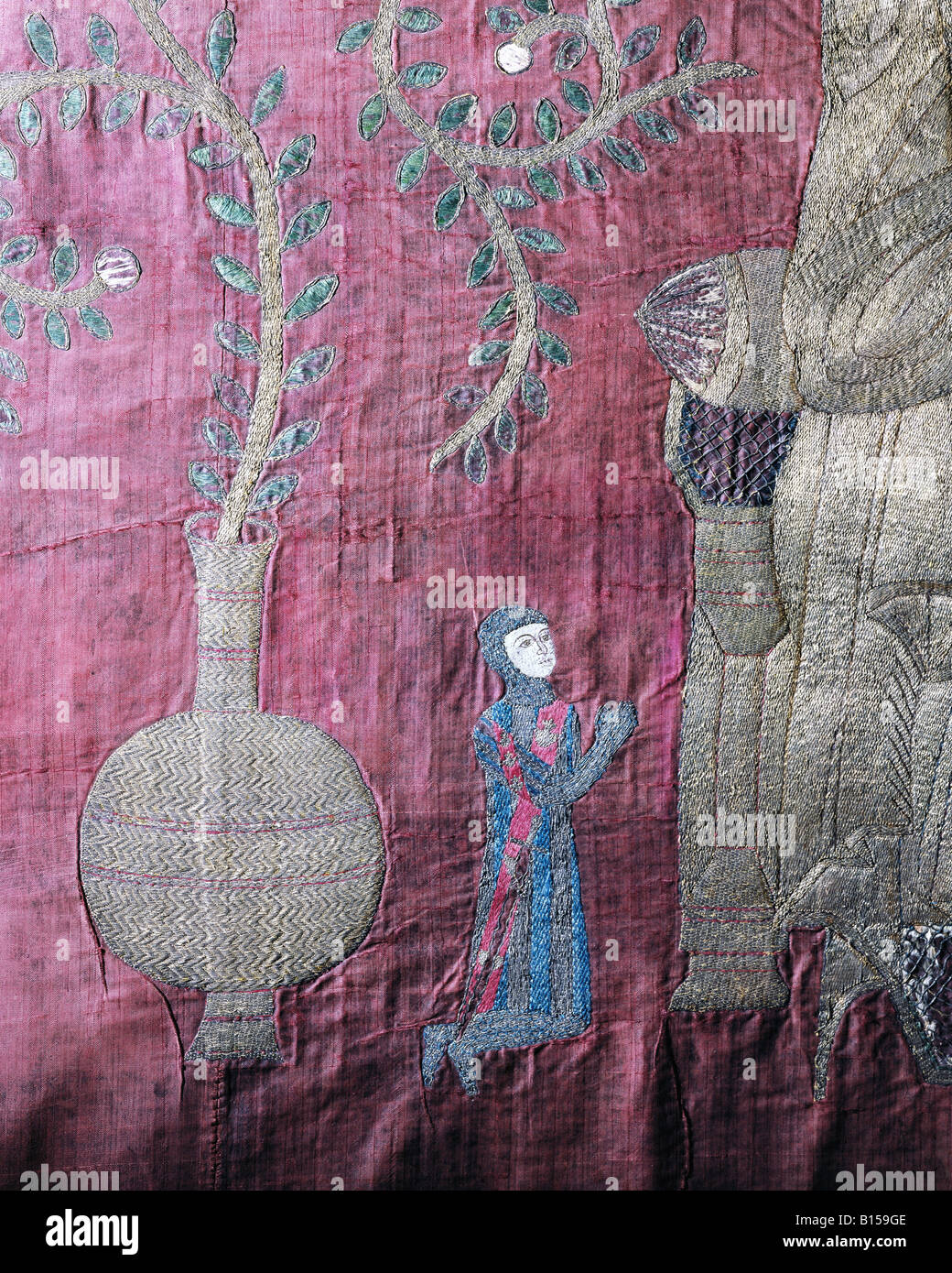 Arte, arte religiosa, altari paliotto della nipote, seta ricamo, maestro greco, XII/XIII secolo, dettaglio, il Museo storico di Berna, , artista del diritto d'autore non deve essere cancellata Foto Stock