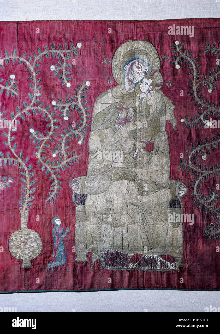 Arte, arte religiosa, altari paliotto della nipote, seta ricamo, maestro greco, XII/XIII secolo, dettaglio, il Museo storico di Berna, , artista del diritto d'autore non deve essere cancellata Foto Stock