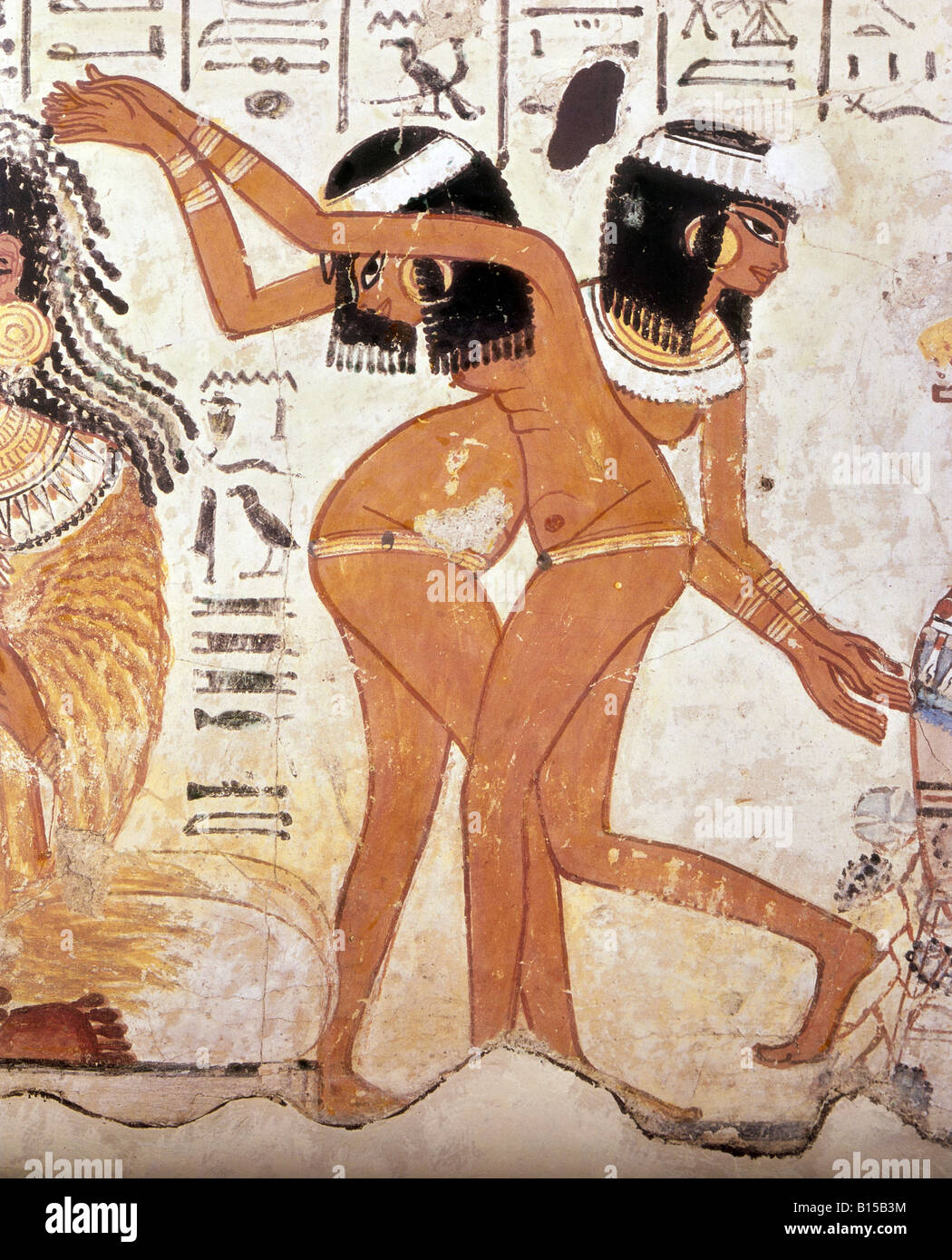 Belle arti, mondo antico Egitto, pittura murale, ballerine, tomba di Neb-Amon, 1800 BC, XVIII dinastia, il British Museum di Londra , artista del diritto d'autore non deve essere cancellata Foto Stock