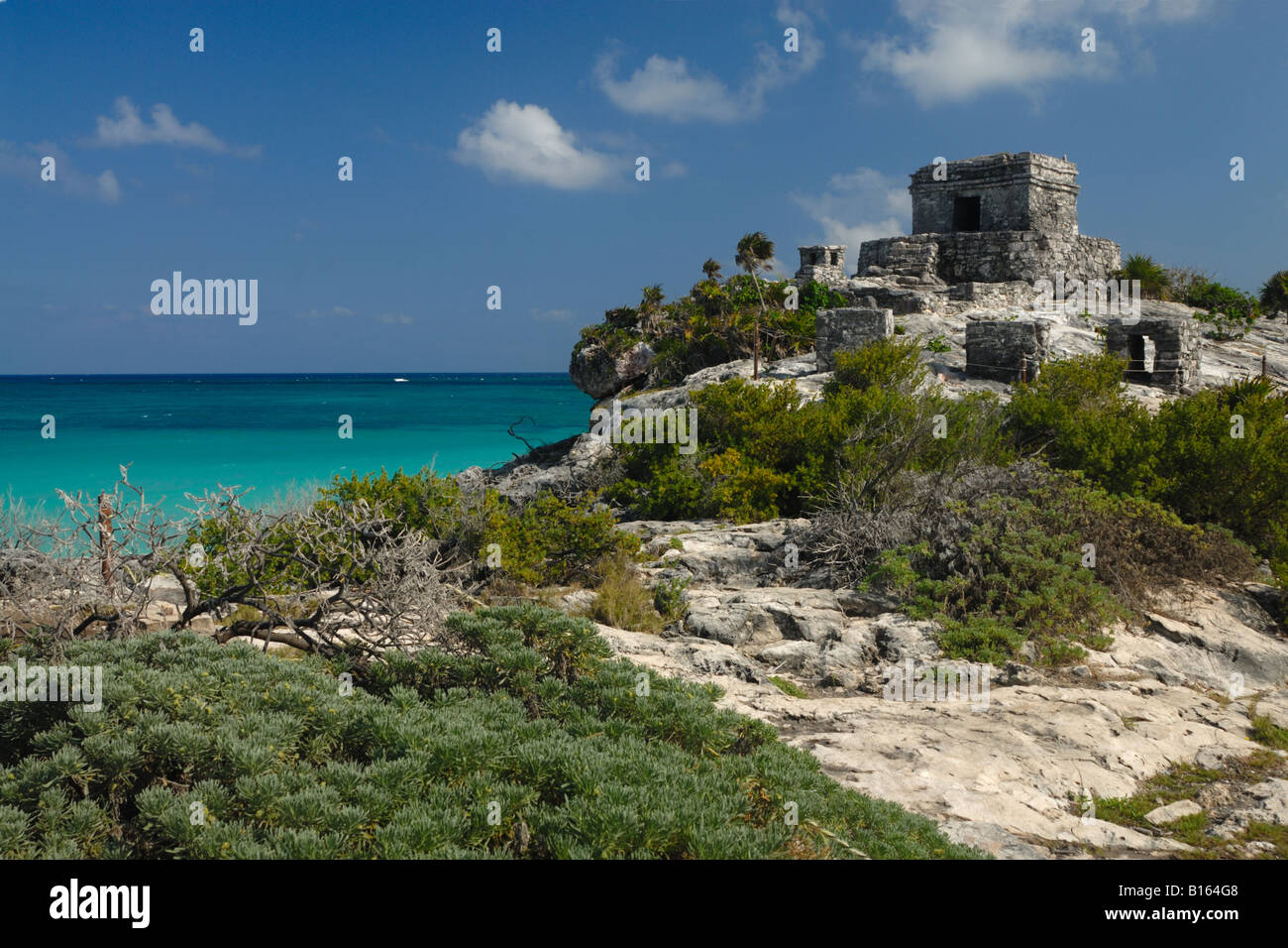 Le rovine di Tulum, Penisola dello Yucatan, Messico Foto Stock