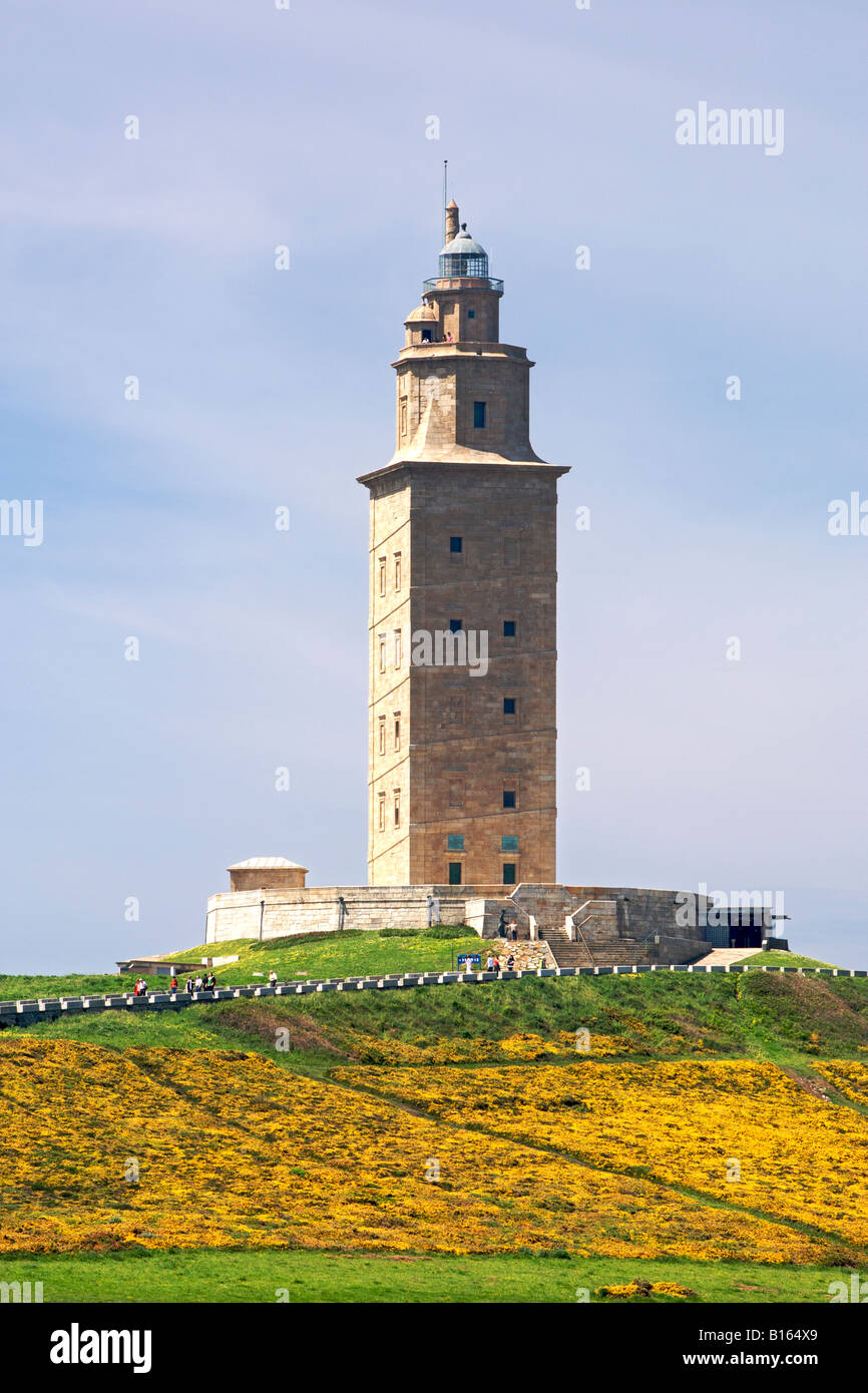La Torre de Hercules in La Coruña, in Galizia, in Spagna. Foto Stock