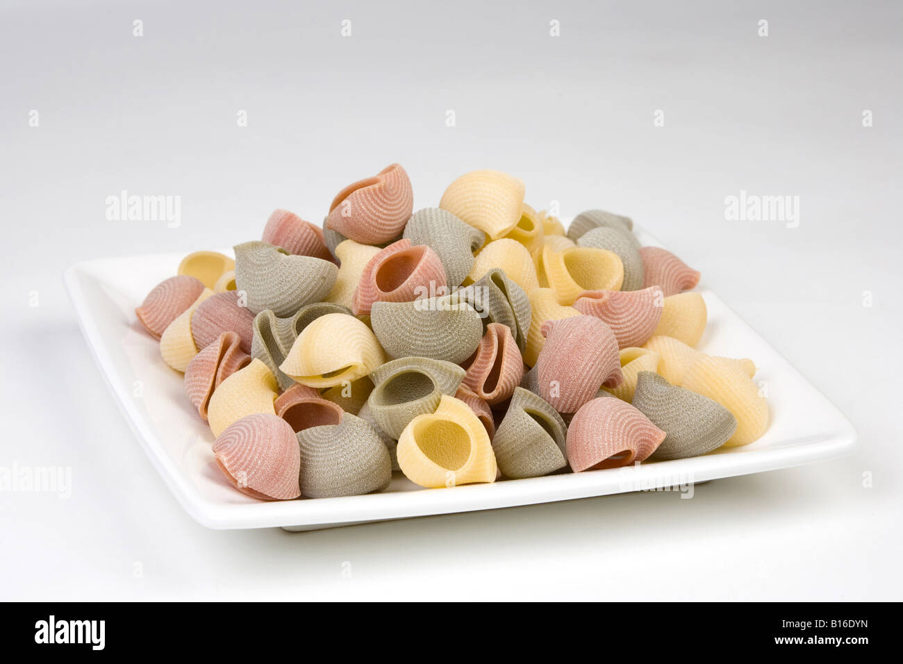 Piatto di pasta cruda gusci Foto Stock