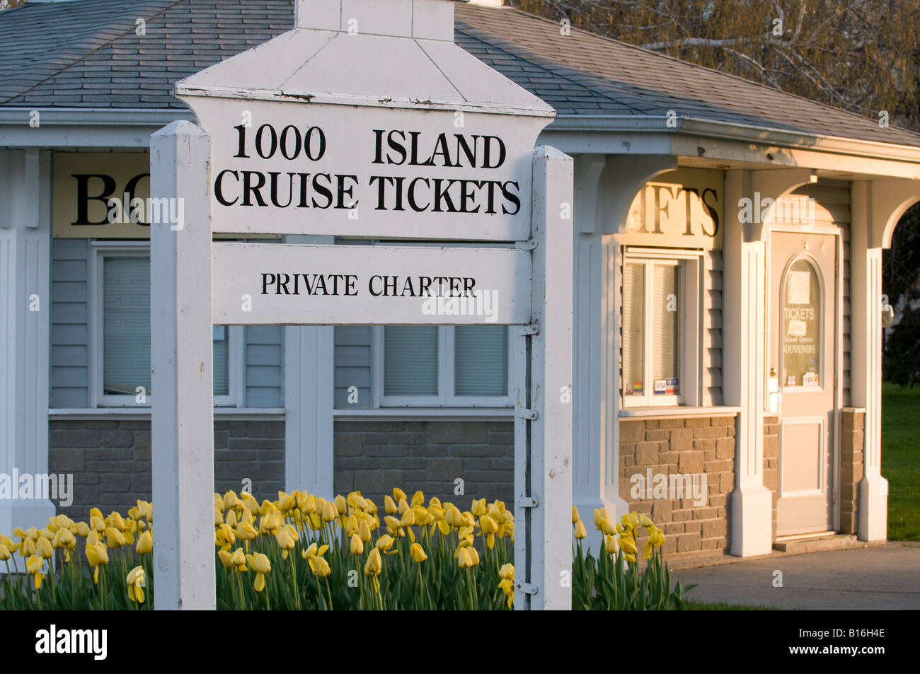 Fiume San Lorenzo 1000 Island crociera acquisto biglietti ubicazione a Kingston, Ontario, Canada. Foto Stock
