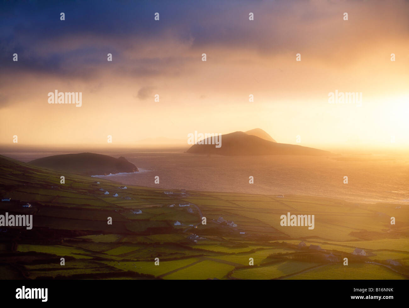 Isole Blasket dalla penisola di Dingle, Co. Kerry, Irlanda Foto Stock