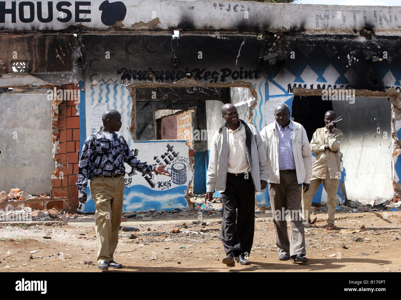 Kenya: bruciato house di Eldoret, distrutto nel corso del paese violenze post elettorali nel gennaio 2008 Foto Stock