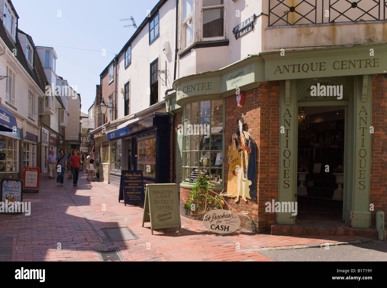 Negozi di antiquariato in corsie, a Brighton, Inghilterra. Foto Stock