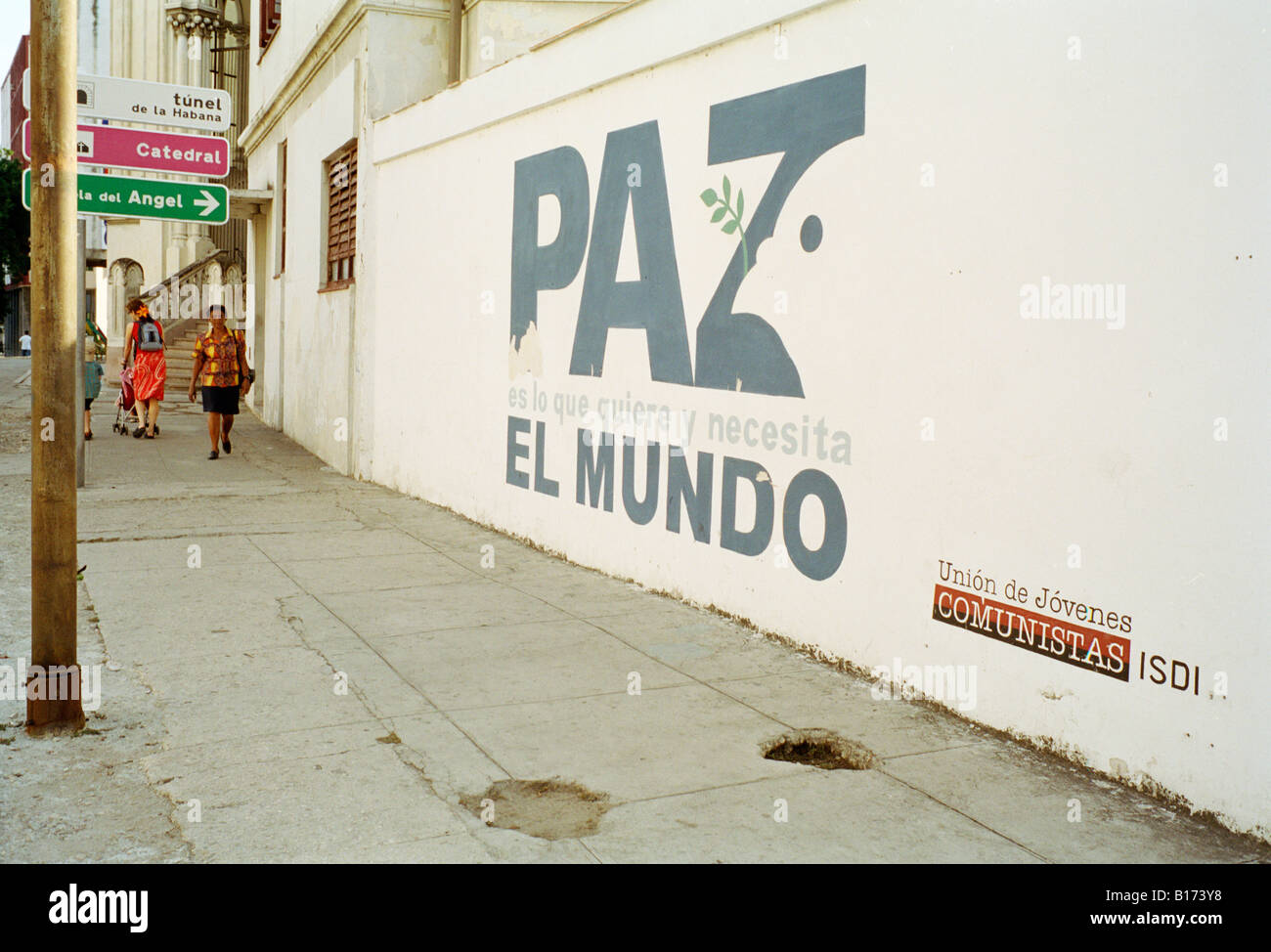 Paz El Mundo segno Città Vecchia Havana Cuba Foto Stock