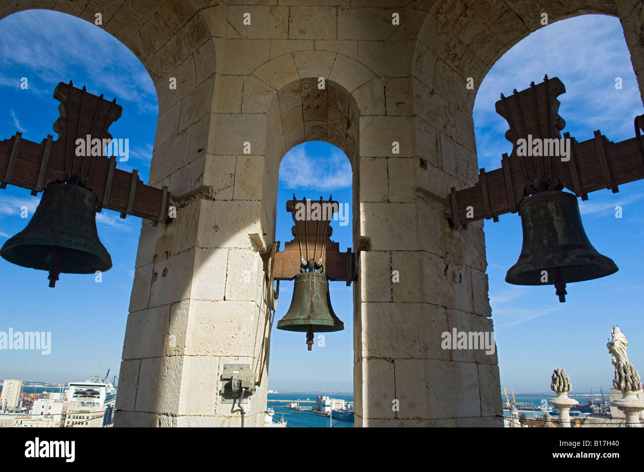 Vista dal campanile della cattedrale di Cadice. Cadiz, Spagna. Foto Stock