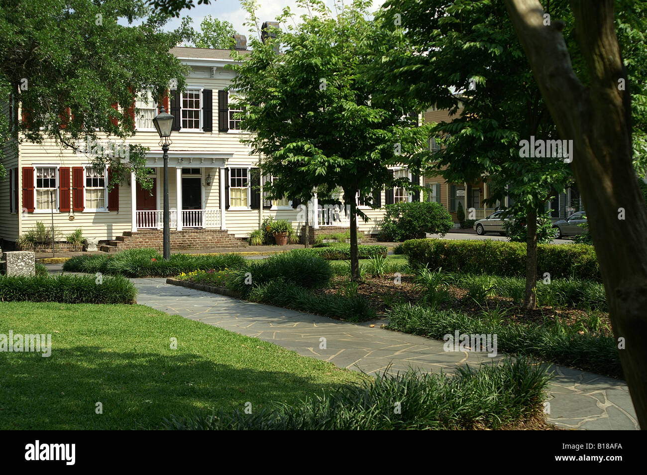 Case coloniali in Savannah Historic District Foto Stock