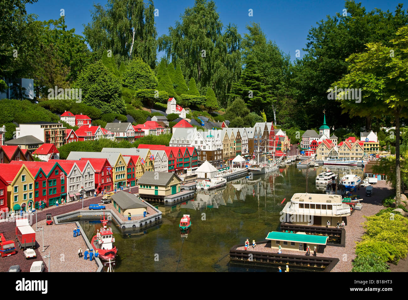 L'Harbourside di Bergen in Norvegia realizzato con i mattoncini lego Foto Stock