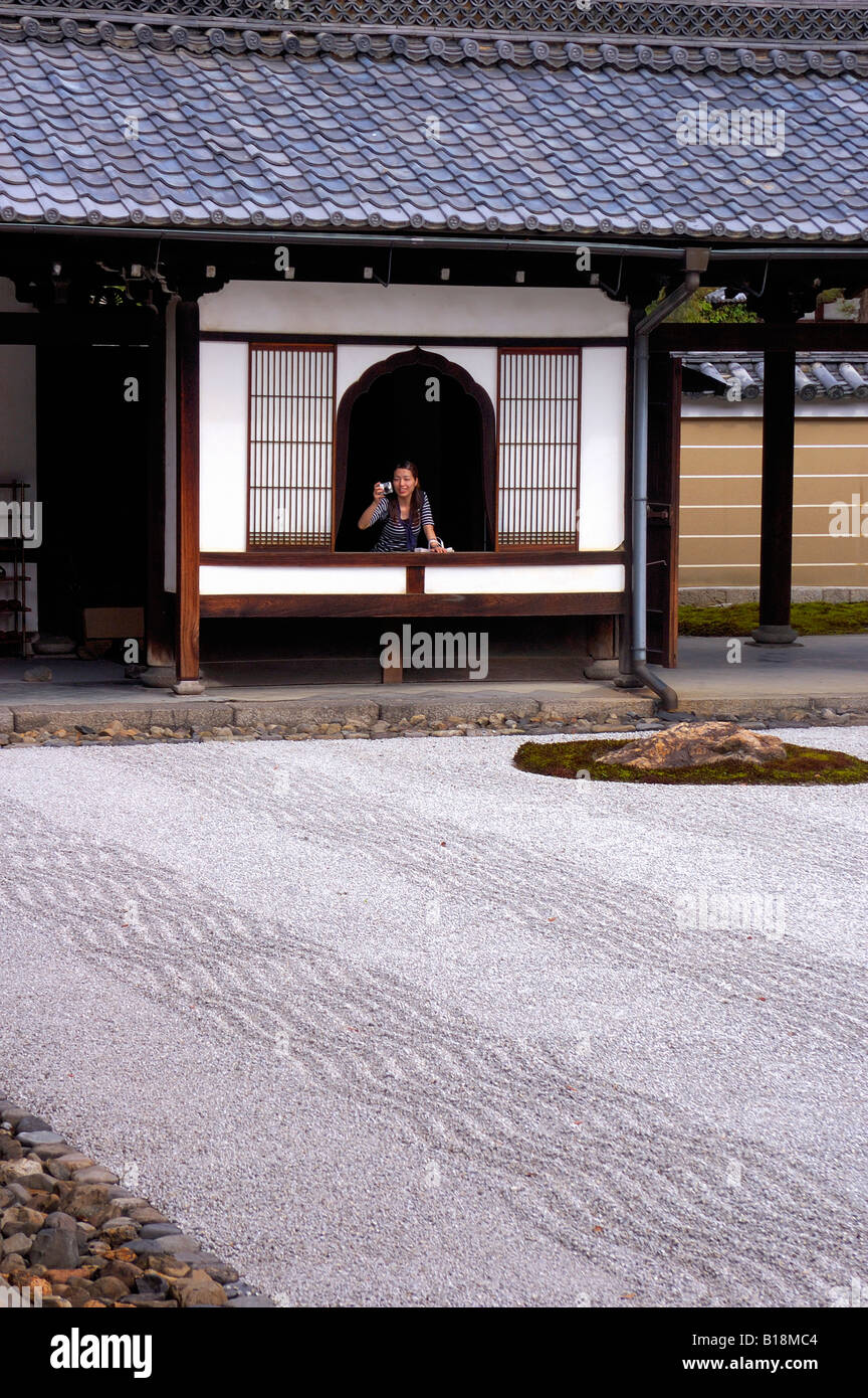 Sekitei giardino di pietra nel tempio di Ryoanji a Kyoto in Giappone Foto Stock