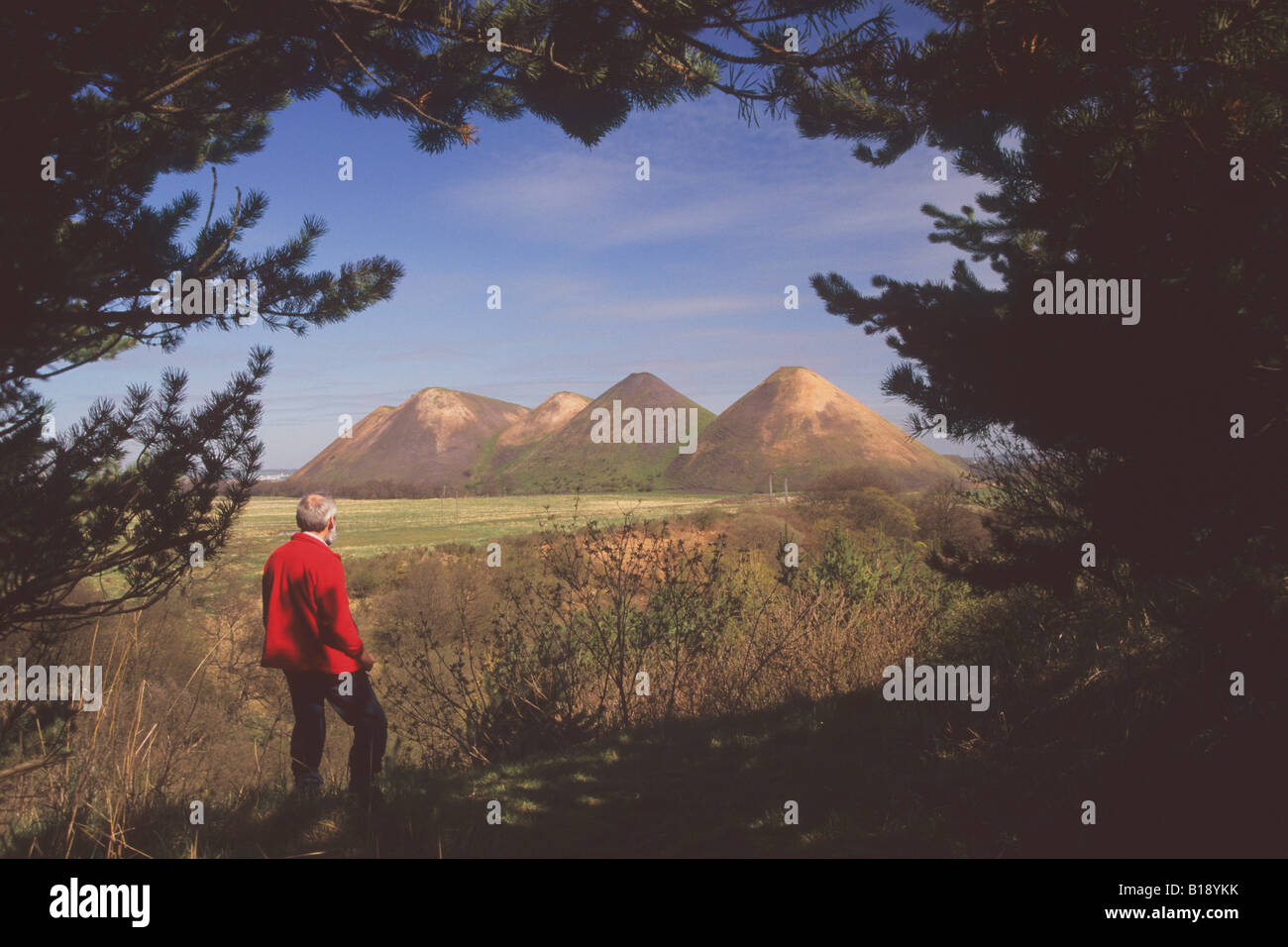 Le cinque sorelle olio di scisto bings vicino al West Calder da Addiewell Bing Foto Stock