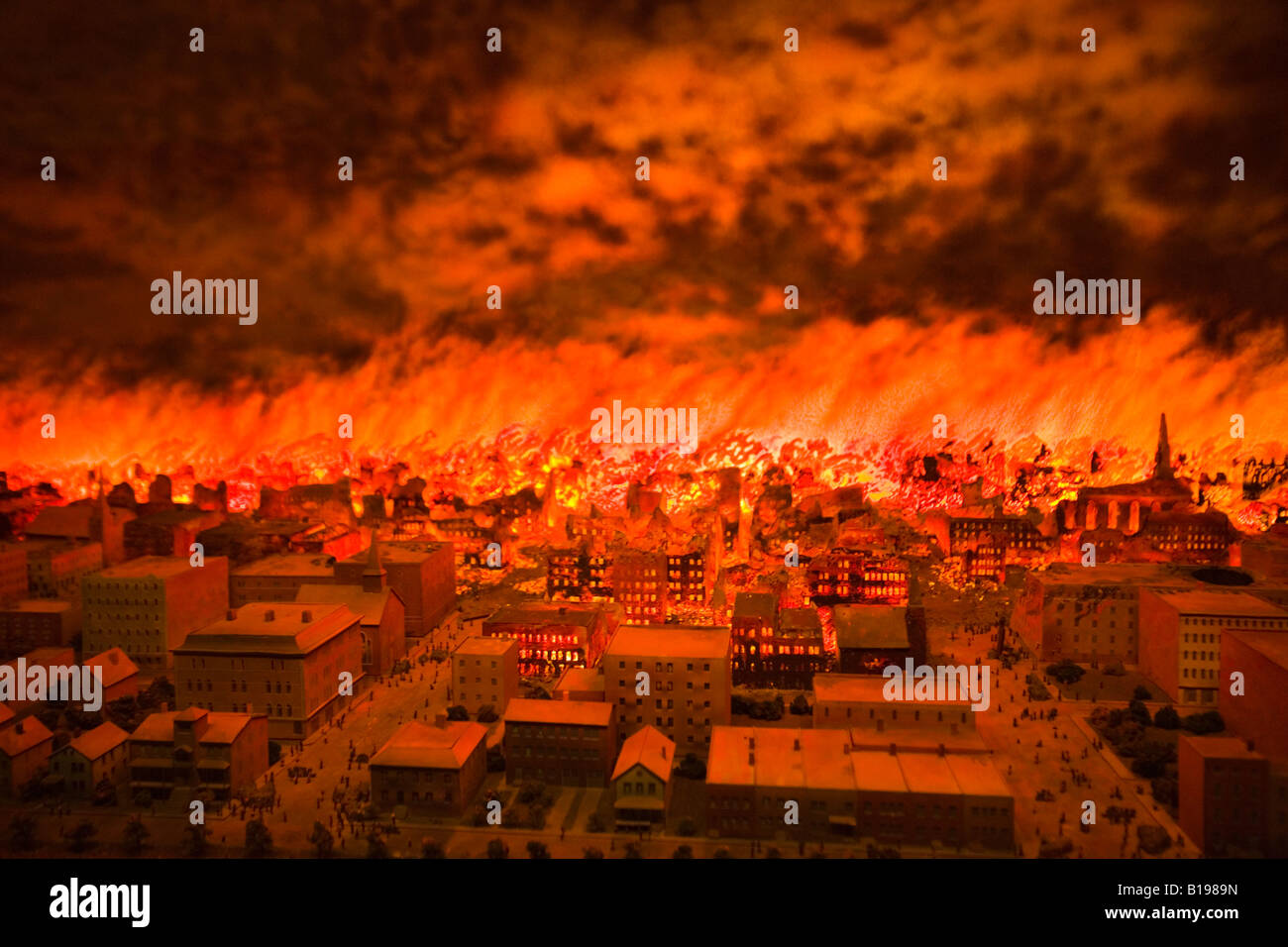 CHICAGO Illinois interno di Chicago Historical Society museum Chicago Fire diorama nella città vecchia Foto Stock