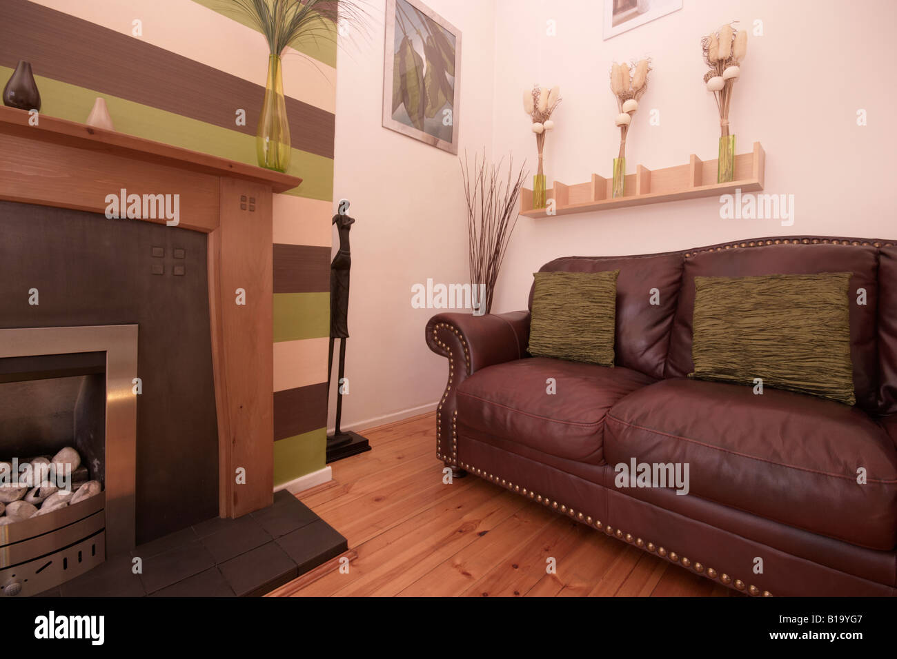 Un show home lounge con un bel decor e arredamento Foto Stock